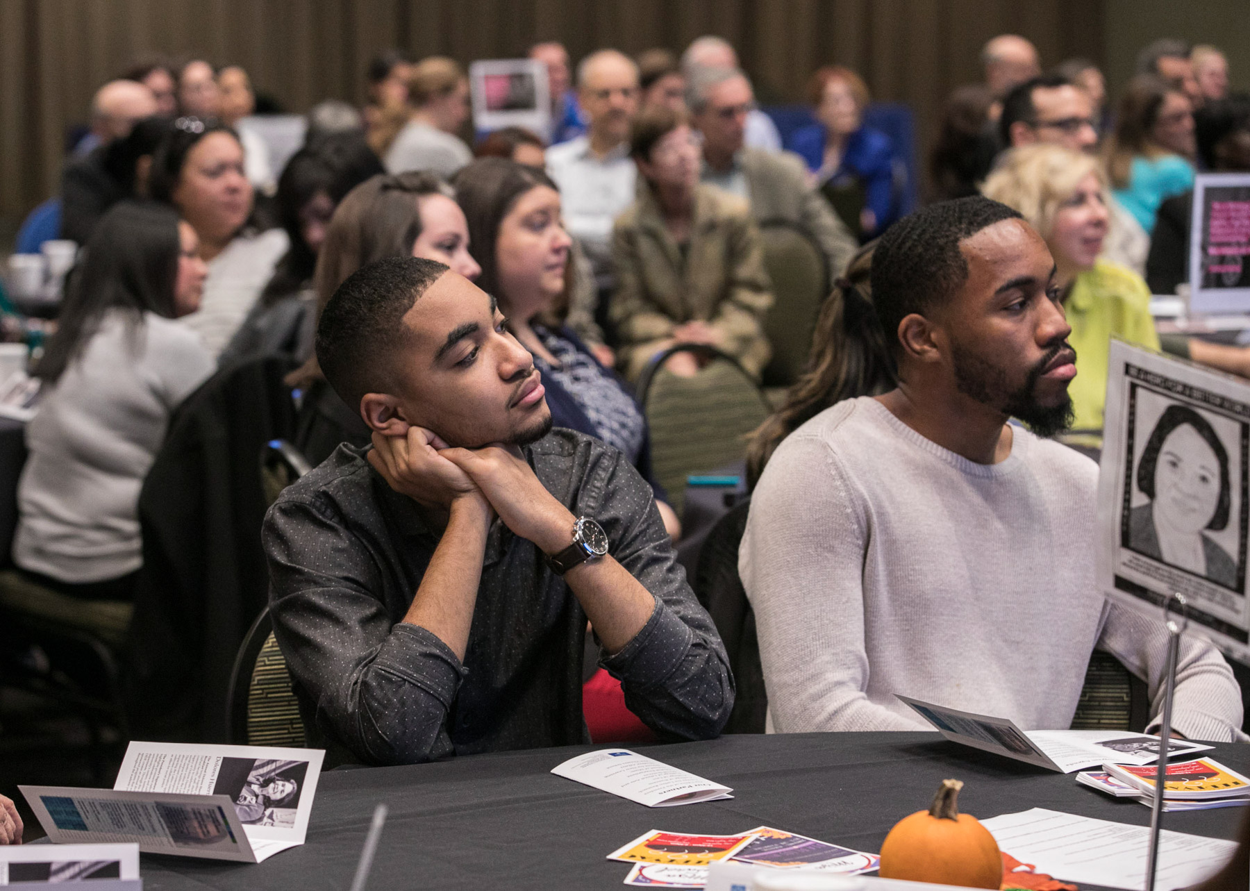 Guests listen as Virginia Martinez talks about her career as an advocate for Latinos, women, children and the poor during her speech at the 2017 Dolores Huerta Prayer Breakfast. (DePaul University/Jamie Moncrief)